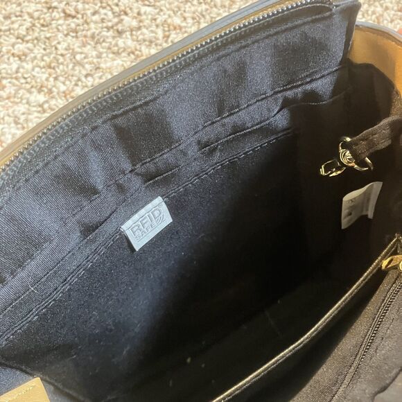 TravelSmith Crossbody Bag RFID Safe Black Tan Brown Classic Color Block Preppy - Picture 8 of 13